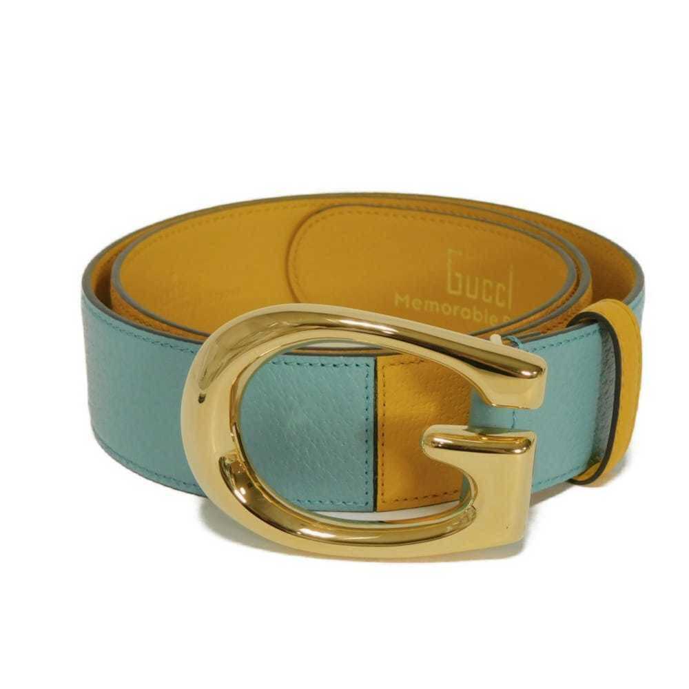 Gucci GUCCI Belt G Logo Emblem Wide Leather 40MM 90/36 Yellow Bicolor Gold Me...